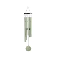 36" Long Wooden Top Wind Chime with Leaf Print Tube