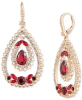 Marchesa Gold-Tone Stone & Crystal Double Teardrop Orbital Drop Earrings