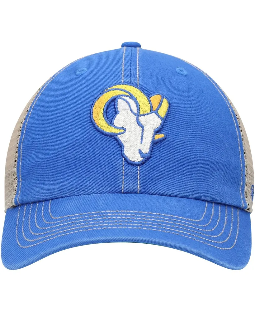 Men's '47 Brand Royal, Natural Los Angeles Rams Head Trawler Trucker Clean Up Snapback Hat