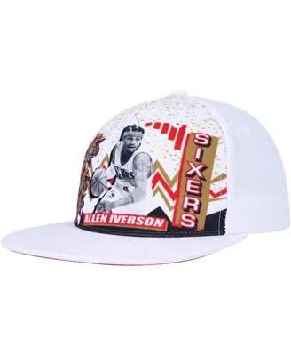 Men's Mitchell & Ness Allen Iverson White Philadelphia 76ers Hardwood Classics 90's Playa Deadstock Snapback Hat