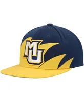 Men's Mitchell & Ness Gold, Navy Marquette Golden Eagles Sharktooth Snapback Hat