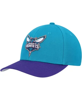Men's Mitchell & Ness Teal, Purple Charlotte Hornets Mvp Team Two-Tone 2.0 Stretch-Snapback Hat