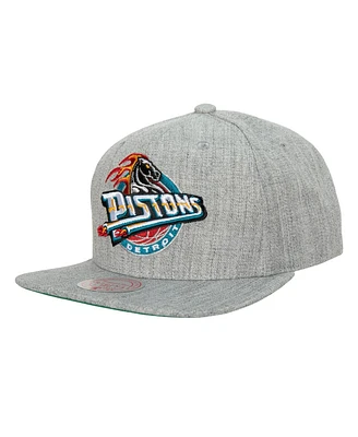 Men's Mitchell & Ness Heather Gray Detroit Pistons Hardwood Classics 2.0 Snapback Hat