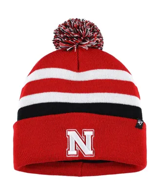 Men's '47 Brand Scarlet Nebraska Huskers State Line Cuffed Knit Hat with Pom