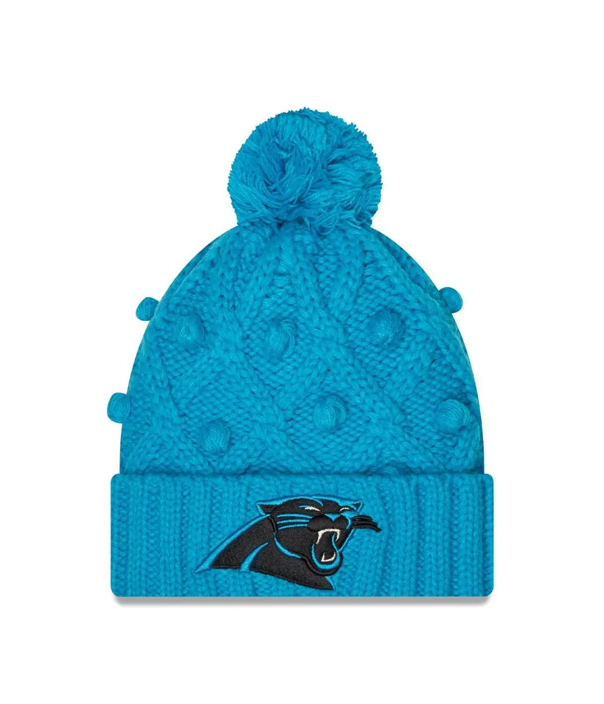 Women's New Era Blue Carolina Panthers Toasty Cuffed Knit Hat with Pom