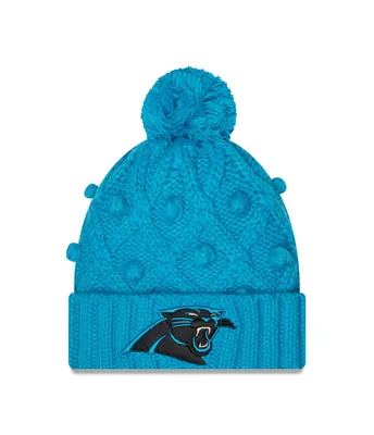 Women's New Era Blue Carolina Panthers Toasty Cuffed Knit Hat with Pom