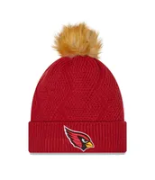 Women's New Era Cardinal Arizona Cardinals Snowy Cuffed Knit Hat with Pom