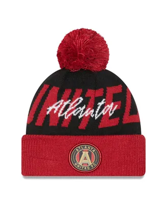 Men's New Era Black Atlanta United Fc Confident Cuffed Pom Knit Hat