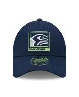 Men's New Era College Navy Seattle Seahawks Framed Af 9FORTY Snapback Hat