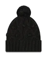 Big Girls New Era Black Pittsburgh Steelers Toasty Cuffed Knit Hat with Pom
