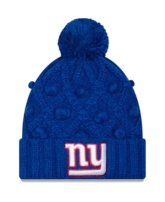 Big Girls New Era Royal New York Giants Toasty Cuffed Knit Hat with Pom