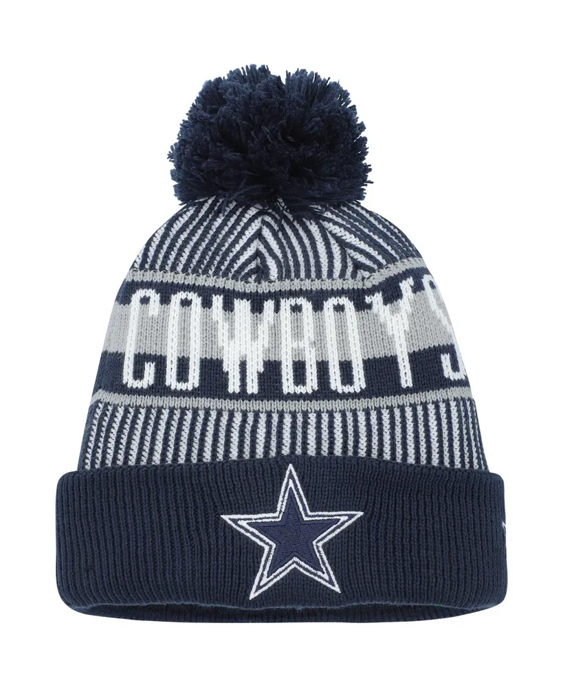 Preschool Boys and Girls New Era Navy Dallas Cowboys Striped Cuffed Knit Hat with Pom