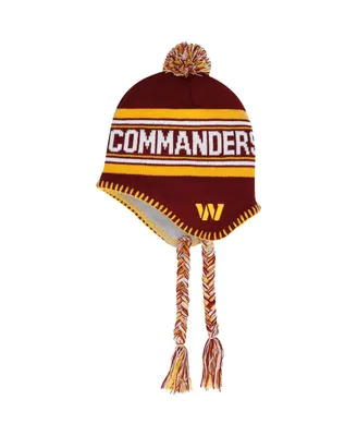 Big Boys and Girls Burgundy Washington Commanders Jacquard Tassel Knit Hat with Pom