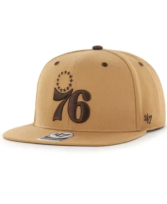 Men's '47 Brand Tan Philadelphia 76ers Toffee Captain Snapback Hat