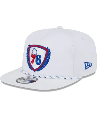 Men's New Era White Philadelphia 76ers The Golfer Crest Snapback Hat