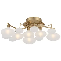 Possini Euro Design Lilypad Modern Ceiling Light Semi Flush Mount Fixture 19 1/4" Wide Soft Gold 6-Light Opal Etched Glass Shade Decor for Bedroom Kit
