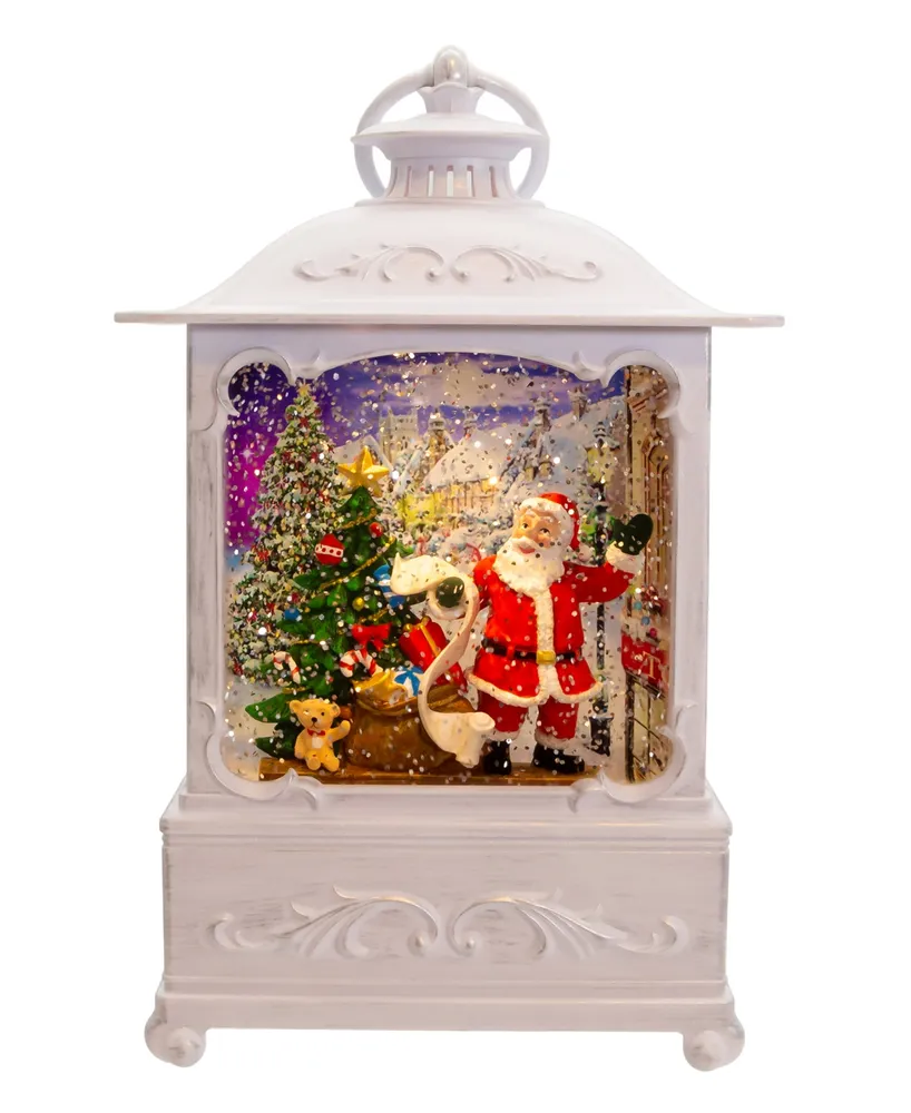 Kurt Adler 10" Battery Operated Warm Led Lighted Santa with Gifts Lantern