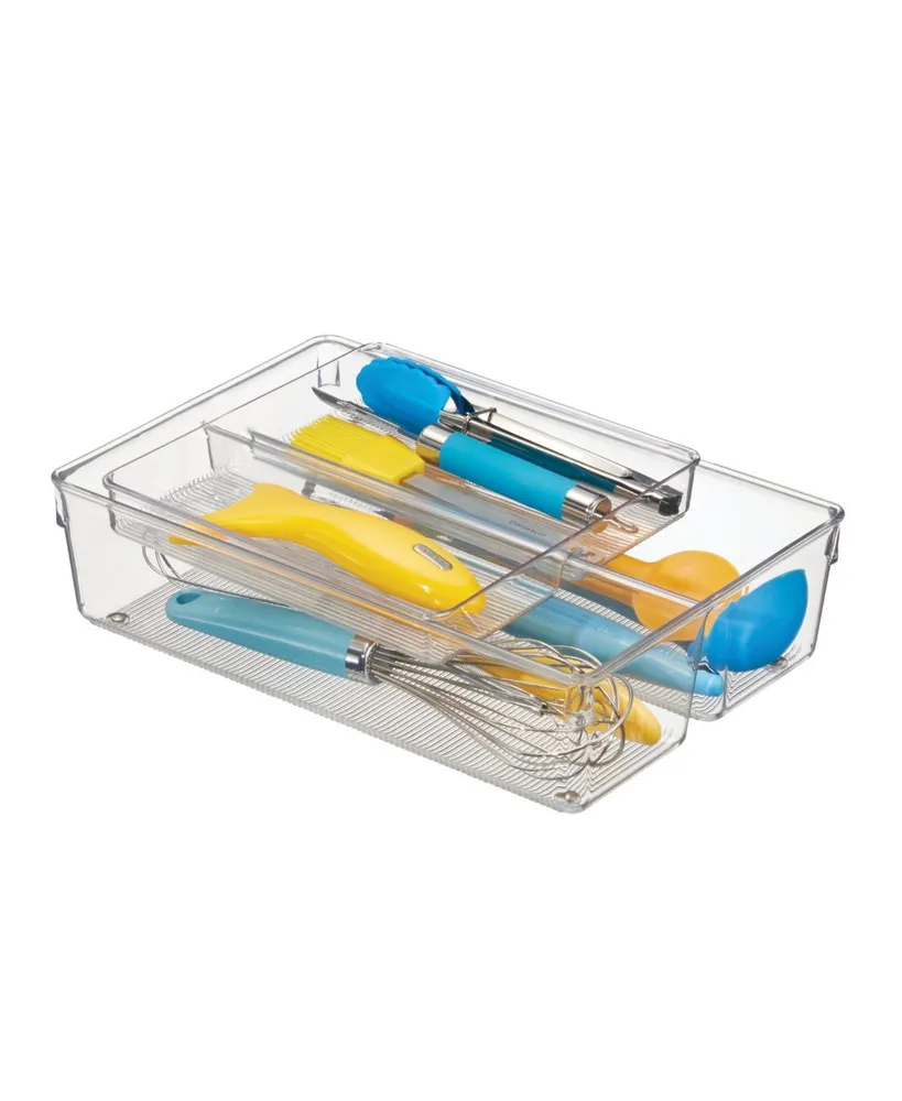 mDesign Plastic Stackable 2-Tier Kitchen Drawer Organizer Tray Bin, Clear