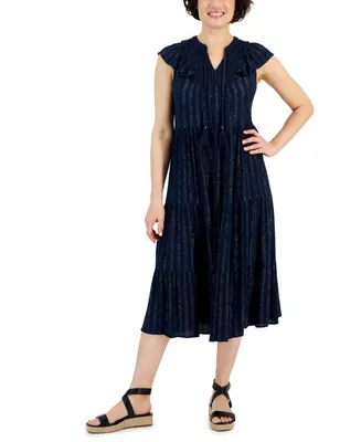 Style & Co Petite Ruffled Shine Midi Dress, Created for Macy's