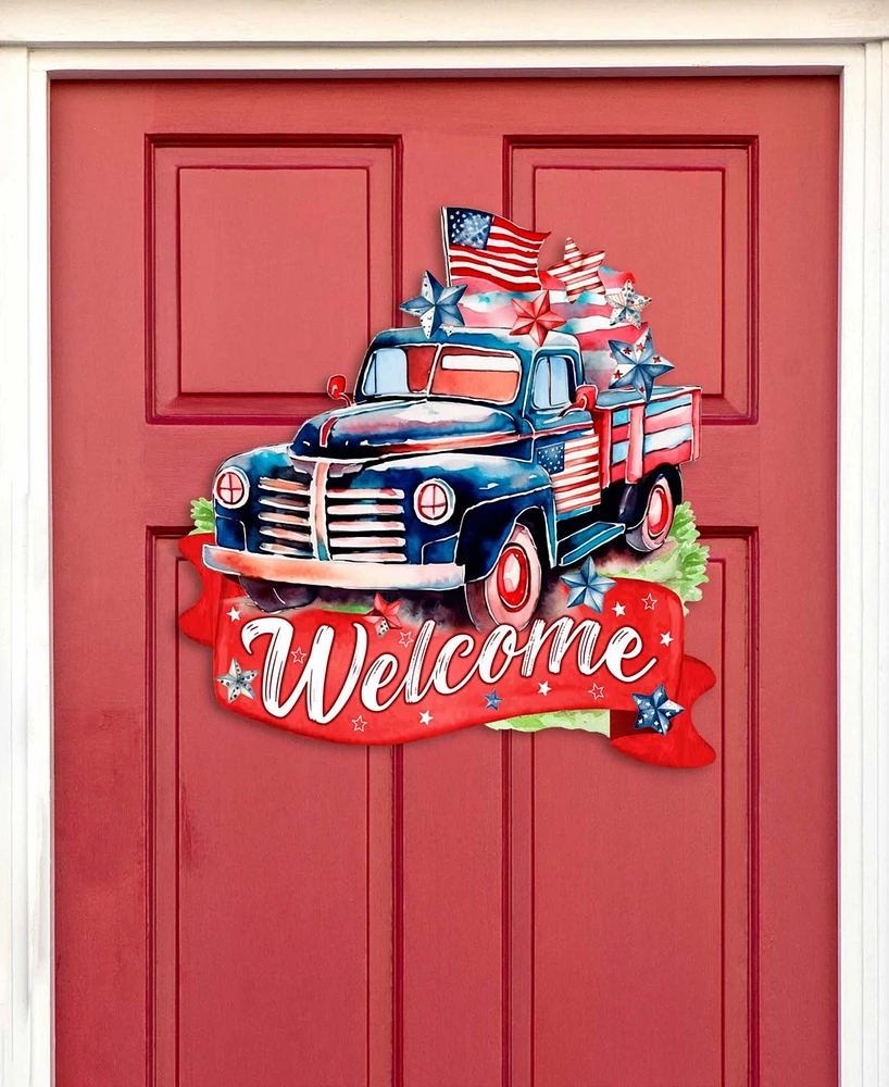Designocracy Holiday Wooden Door Decor Welcome Sign United We Stand G. DeBrekht