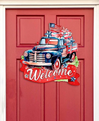 Designocracy Holiday Wooden Door Decor Welcome Sign United We Stand G. DeBrekht