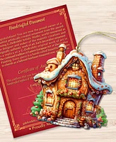 Designocracy Fairy Tale Houses Christmas Wooden Ornaments Holiday Decor Set of 3 G. DeBrekht