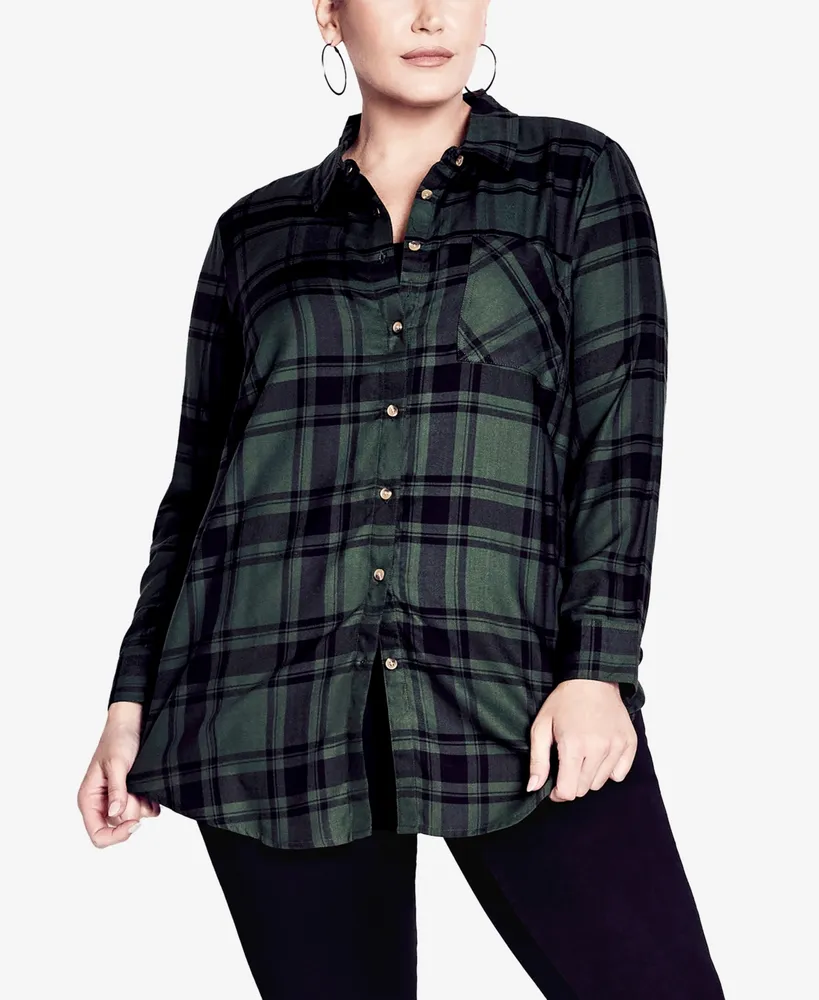 Avenue Plus Kylee Plaid Shirt Top