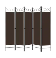 vidaXL 5-Panel Room Divider Brown 78.7"x70.9"