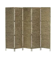 vidaXL 5-Panel Room Divider Brown 76"x63" Water Hyacinth