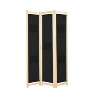 vidaXL 3-Panel Room Divider Black 47.2"x66.9"x1.6" Fabric