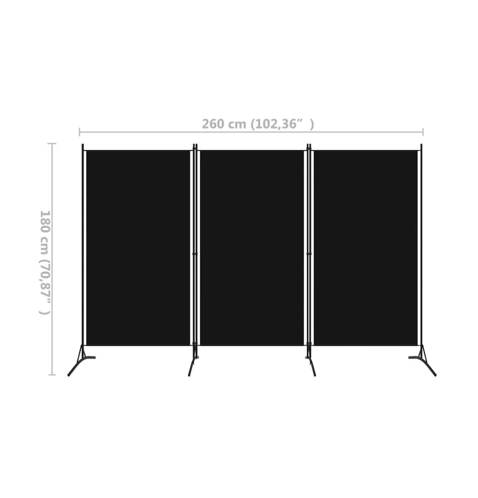 vidaXL 3-Panel Room Divider 102.4"x70.9" Fabric