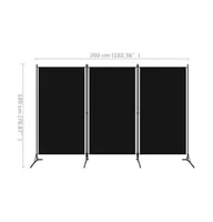 vidaXL 3-Panel Room Divider 102.4"x70.9" Fabric