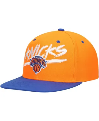 Men's Mitchell & Ness Orange, Blue New York Knicks Hardwood Classics Soul Transcript Snapback Hat