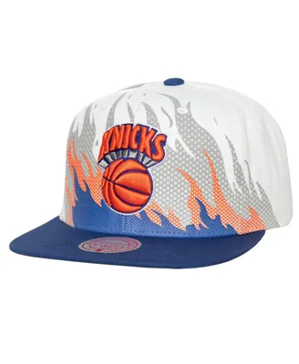 Men's Mitchell & Ness White New York Knicks Hot Fire Snapback Hat