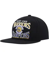 Men's Mitchell & Ness Black Golden State Warriors Hardwood Classics Soul Champions Era Diamond Snapback Hat