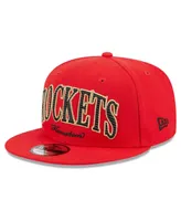 Men's New Era Red Houston Rockets Golden Tall Text 9FIFTY Snapback Hat