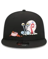 Men's New Era Black SpongeBob SquarePants Gary Trucker 9FIFTY Snapback Hat