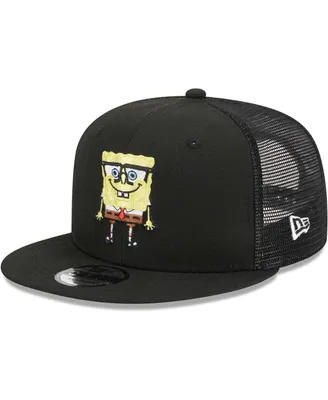 Men's New Era Black SpongeBob SquarePants Glasses Mesh Trucker 9FIFTY Snapback Hat