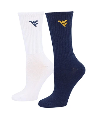 Women's ZooZatz Navy, White West Virginia Mountaineers 2-Pack Quarter-Length Socks