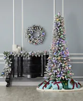 Seasonal Snow Kissed Pine 9' Pre-Lit Flocked Pvc Tips Garland with 180 Tips, 50 Led Lights with Battery Operated