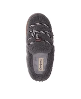 Dearfoams Women's Giselle Lace Up Teddy Mule Slippers