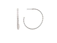 White Rhodium Bezel 1.5" Hoop Earrings