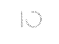 Rivka Friedman Rhodium Chain + Cubic Zirconia Hoop Earrings