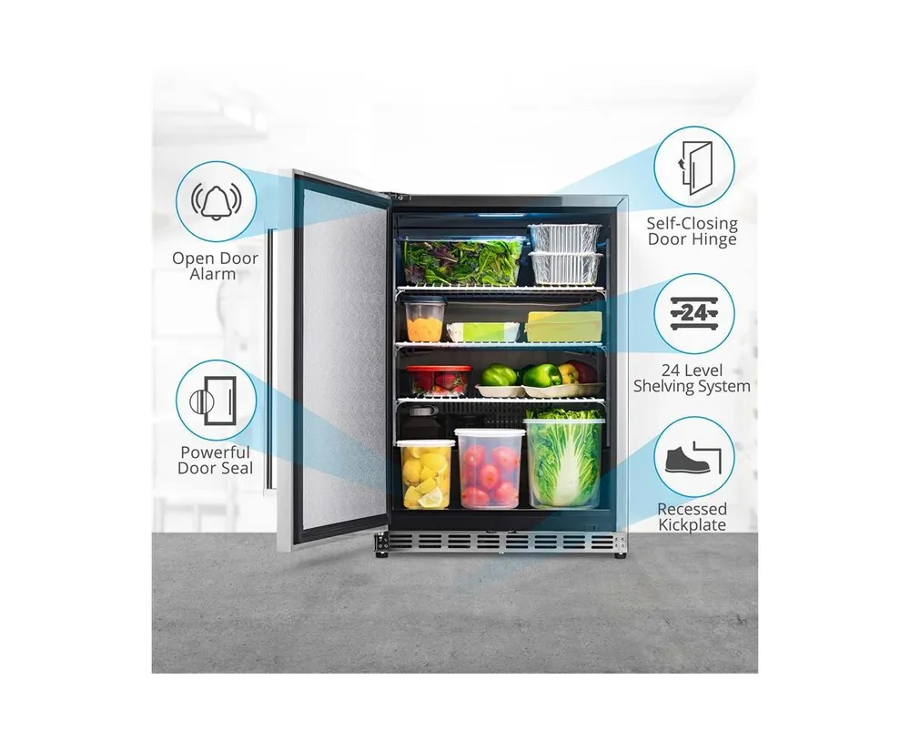 Newair 24" 5.3 Cu. Ft. Commercial Stainless Steel Built-in Beverage Refrigerator, Steel Interior, Weatherproof and Outdoor Rated