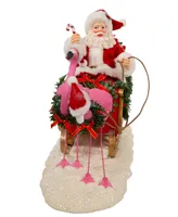 Kurt Adler 10" Fabriche Flamingos Pulling Santa Sleigh