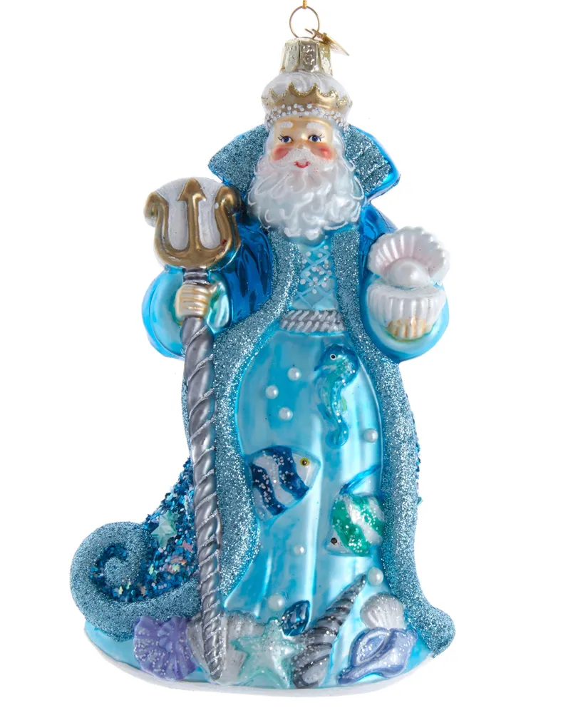 Kurt Adler 7" Bellissimo Glass Under The Sea Santa Ornament