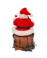 Kurt Adler 10.5" Fabriche Santa Sitting On Wine Barrel