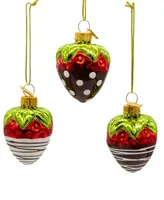 Kurt Adler 2.36" Noble Gems Glass Chocolate Strawberry Ornaments, 6 Piece Box