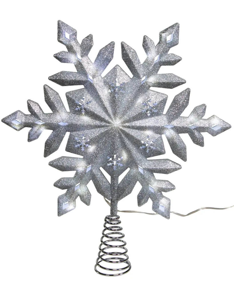 Kurt Adler 13" 25-Light Led Glittered Snowflake Tree Topper