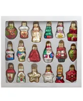 Kurt Adler 2-2.5" Mini Christmas Shape Glass Ornaments, 18 Piece Set